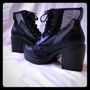 Combat heeled boots, size 10